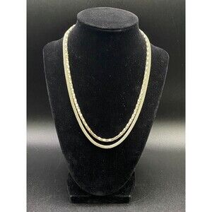 Silver Tone Double Round Chain Necklace